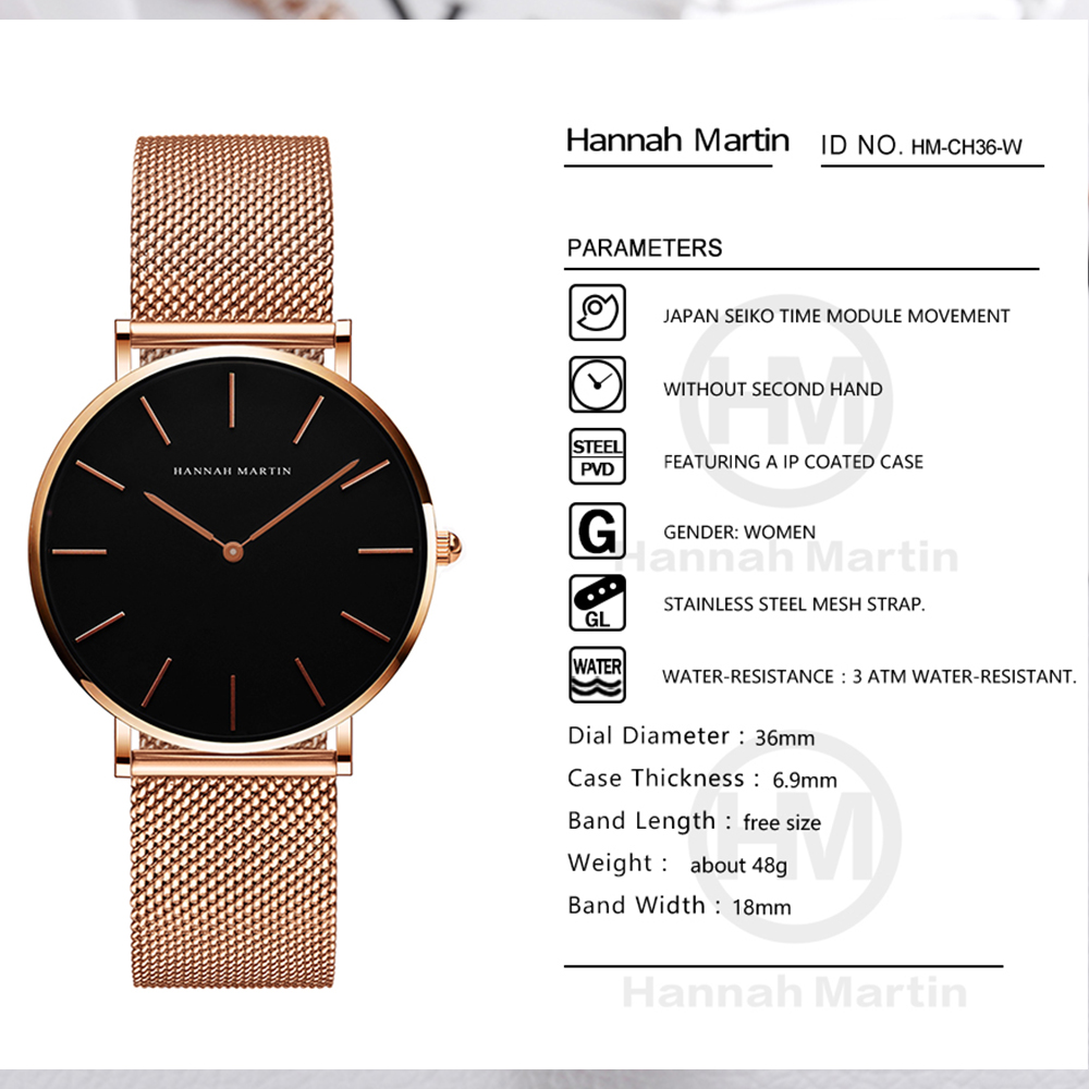 Hannah Martin jam tangan wanit - Minimalist Thin Watch ulasan dan harga